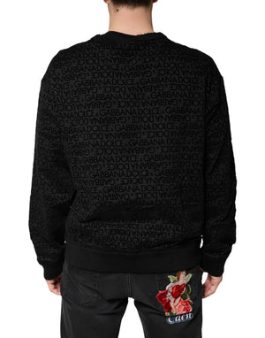 Dolce & Gabbana Schwarzer Rundhals-Sweatshirtpullover mit Monogramm