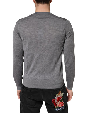 Dolce & Gabbana Grauer Kaschmir-Pullover mit V-Ausschnitt für Herren
