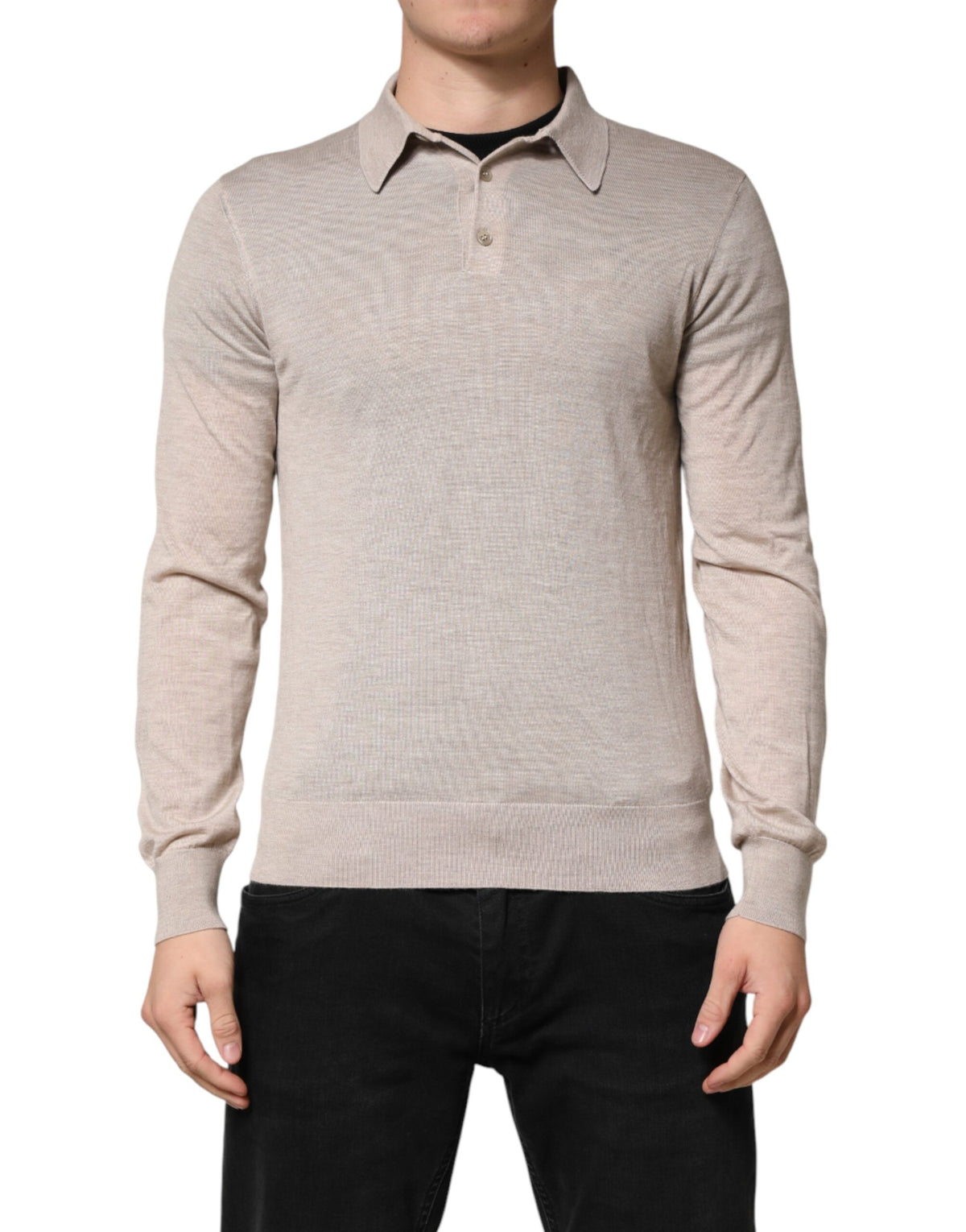 Dolce & Gabbana Beige Kaschmir Poloshirt Pullover Pullover