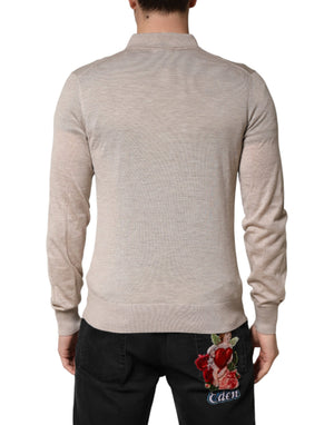 Dolce & Gabbana Beige Kaschmir Poloshirt Pullover Pullover