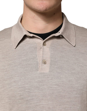 Dolce & Gabbana Beige Kaschmir Poloshirt Pullover Pullover