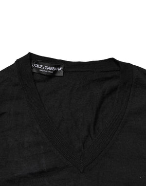 Dolce & Gabbana Schwarzer Kaschmir-Pullover mit V-Ausschnitt für Herren
