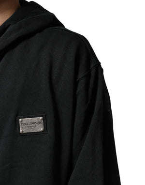 Dolce & Gabbana Schwarzer Kapuzenpullover mit Reißverschluss und Logo
