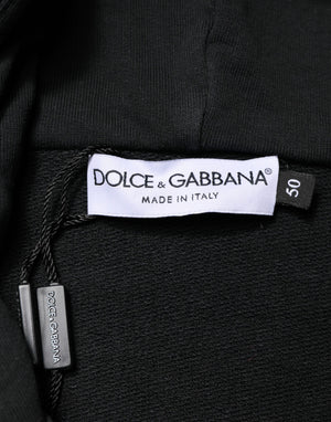 Dolce & Gabbana Schwarzer Kapuzenpullover mit Reißverschluss und Logo