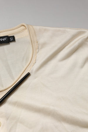 Dolce & Gabbana Off White Cotton Blend Men Henley T-shirt