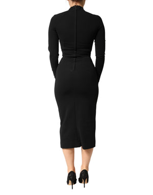 Dolce & Gabbana Schwarzes Bodycon-Etui-Midikleid aus Viskose
