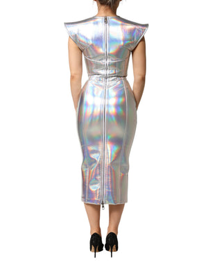 Dolce & Gabbana Silber schillerndes Bodycon Etui-Midikleid