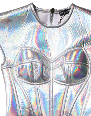 Dolce & Gabbana Silber schillerndes Bodycon Etui-Midikleid