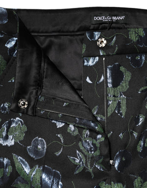 Dolce & Gabbana Blaue und grüne Blumenhose mit Metallic-Effekt