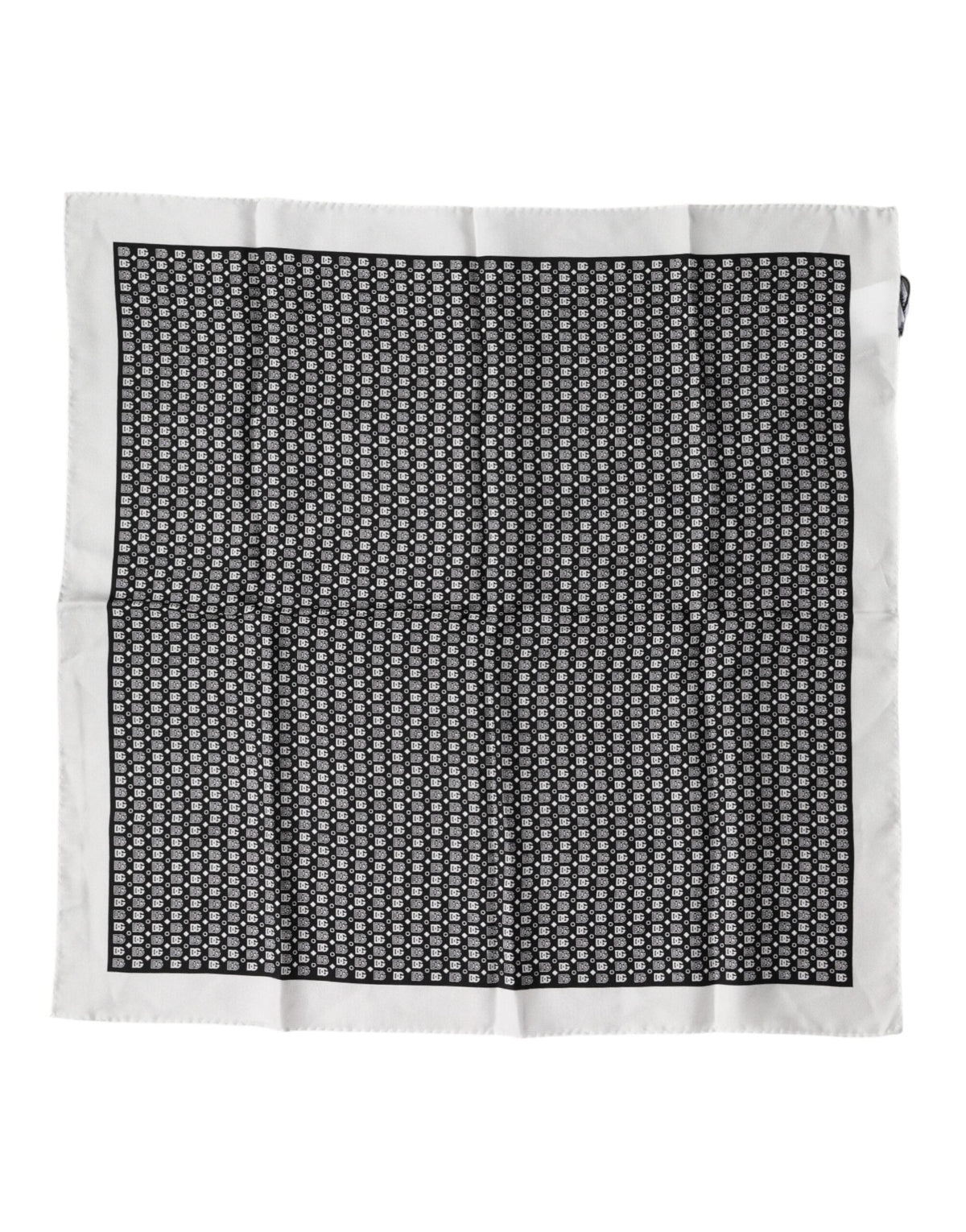 Dolce & Gabbana Weiße und schwarze gemusterte quadratische Foulard-Seidenschal