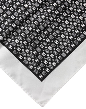 Dolce & Gabbana Weiße und schwarze gemusterte quadratische Foulard-Seidenschal