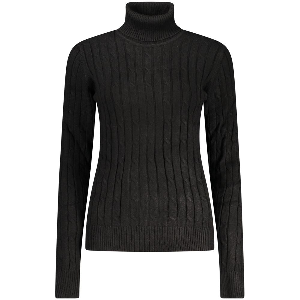 Norway 1963 Schwarzer Damen-Rollkragenpullover aus Viskose
