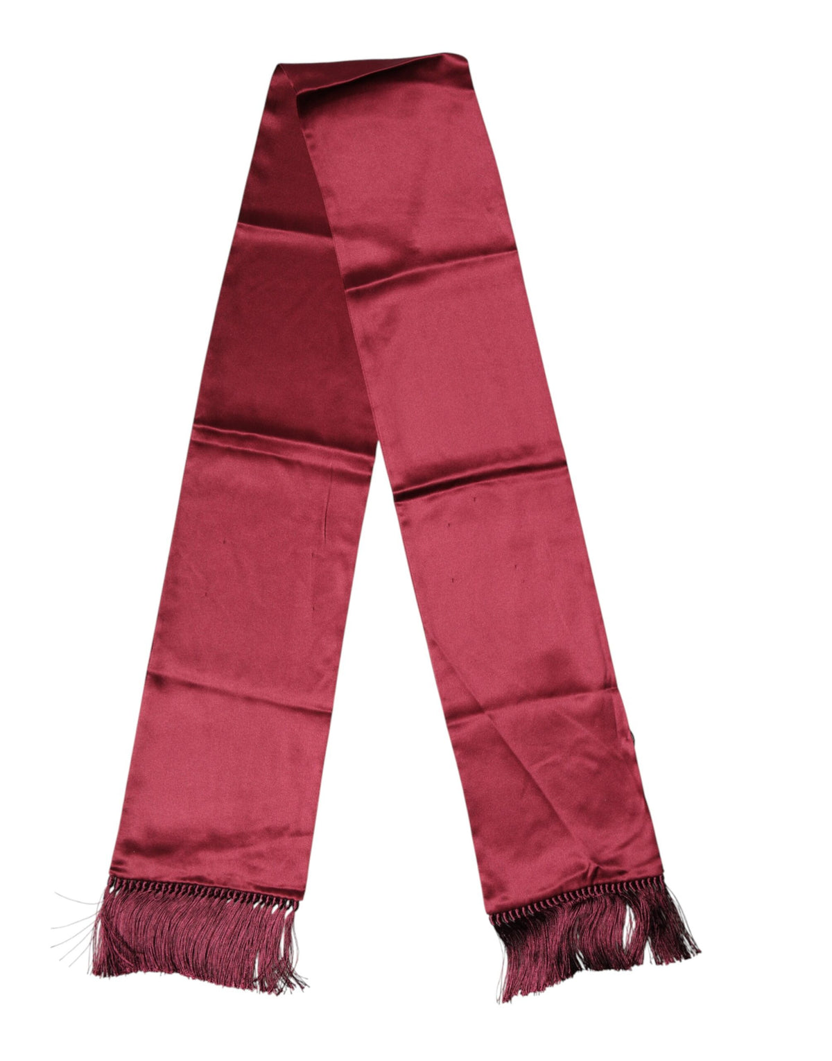 Dolce & Gabbana Roter Satin-Seiden-Schal mit Fransen