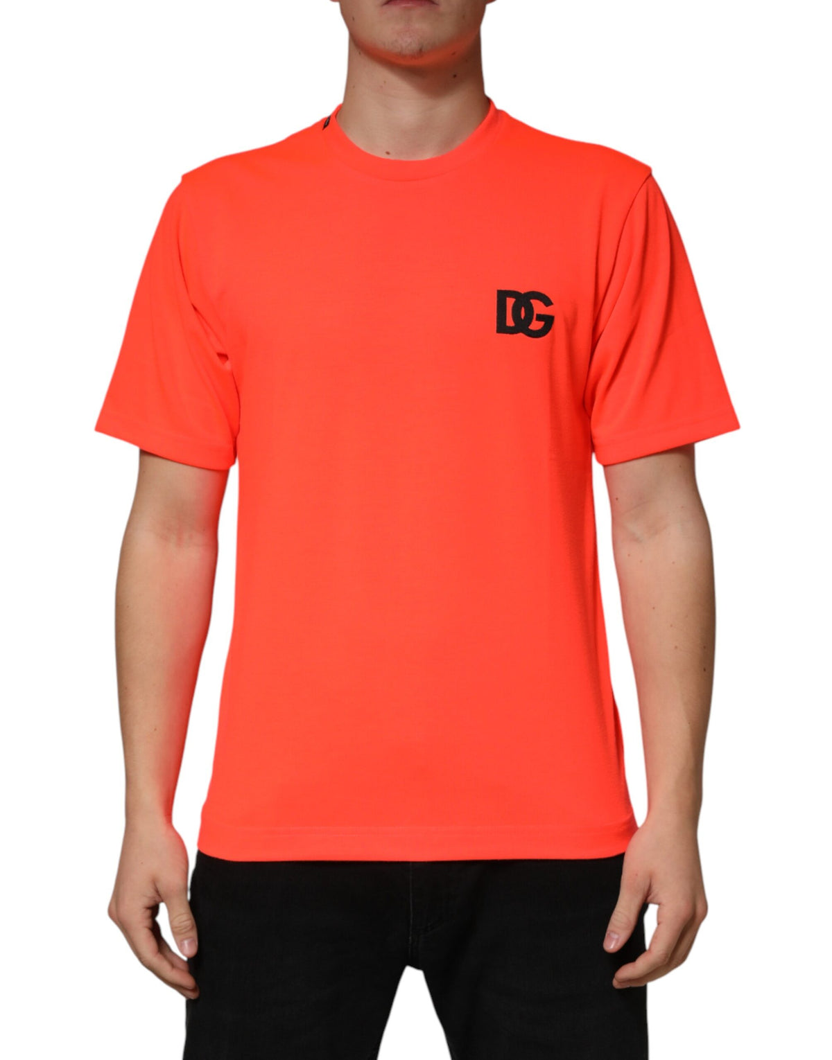 Dolce & Gabbana Neon Orange Polyester Rundhals Herren T-Shirt