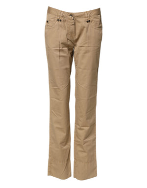 PLEIN SUD Beige Straight Cotton Stretch Chino Hose