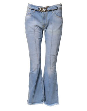 CRISTINAEFFE Hellblaue, gewaschene Bootcut-Jeans mit hoher Taille
