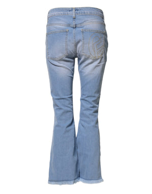 CRISTINAEFFE Hellblaue, gewaschene Bootcut-Jeans mit hoher Taille