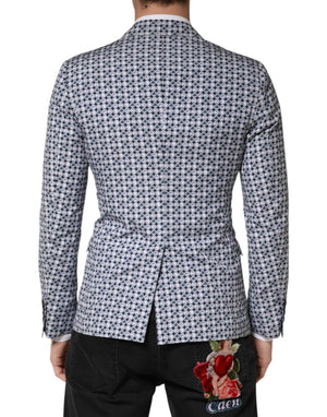 Dolce & Gabbana Blauer Baumwoll-Sakko mit Muster, einreihig