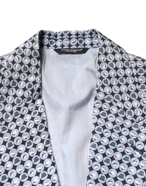 Dolce & Gabbana Blauer Baumwoll-Sakko mit Muster, einreihig