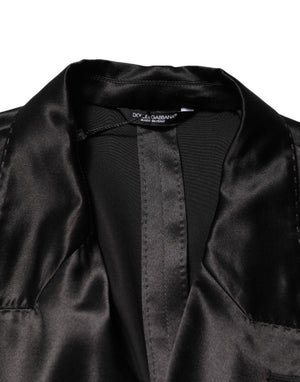 Dolce & Gabbana Schwarzer Seiden-Zweireiher-Blazer mit 2 Knöpfen