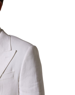 Dolce & Gabbana Weißer Leinen-Sakko mit Doppelreihenknöpfen und 2 Knöpfen